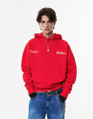 Pull & Bear - STWD - Sweat à capuche - Rouge