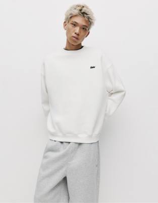 Pull & Bear - STWD - Sweat à col rond - Blanc cassé