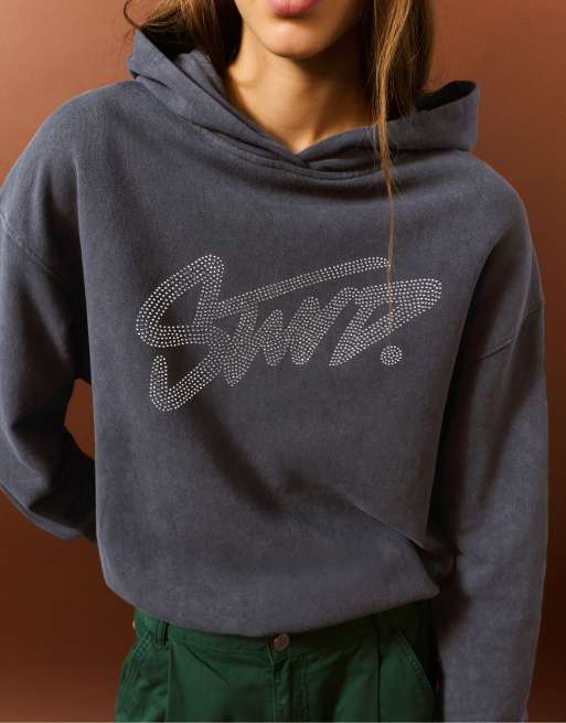 Pull&Bear Stwd sweat-shirt graphique à strass gris, 3 de 7