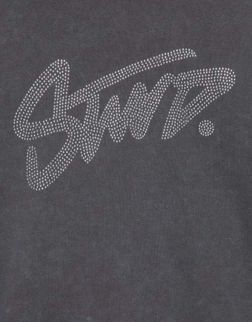 Pull&Bear Stwd sweat-shirt graphique à strass gris, 6 de 7