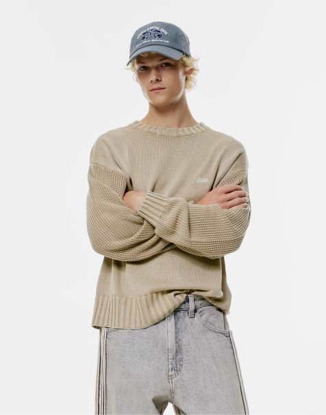 Pull&Bear - STWD - Sweater met acid wash in zandkleur - view 1