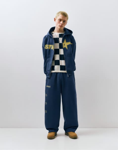 Pull&Bear Stwd sweatpants in blue