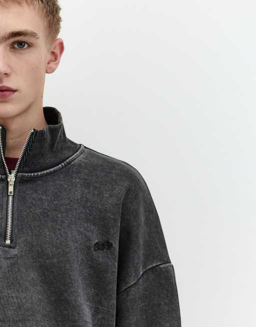Pull&Bear Stwd sweatshirt med kort dragkedja i svart, 3 av 7