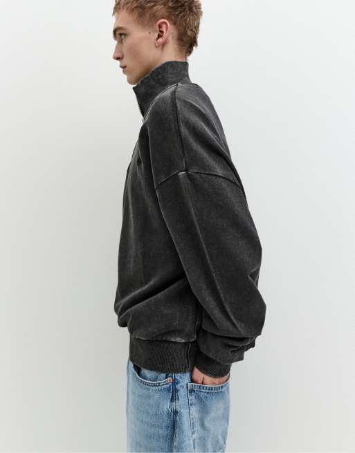 Pull&Bear Stwd sweatshirt med kvart lynlås i sort, 5 af 7