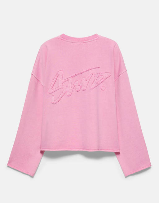 Pull&Bear Stwd sweatshirt med rund halsringning i rosa, 5 av 5