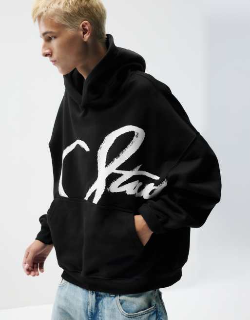 Pull&Bear stwd sweatshirt met capuchon in zwart, 3 van 7
