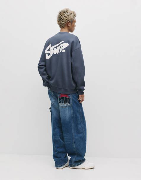 Pull&Bear - STWD - Sweatshirt met ronde hals in grijsblauw - view 1