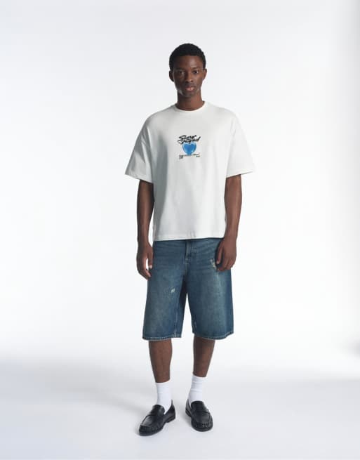 Pull&Bear Stwd sweet candy T-shirt met grafische print in wit, 4 van 7