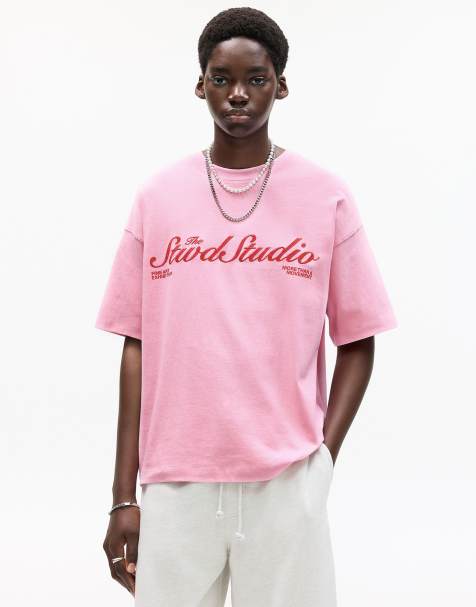 Pull&Bear - STWD - T-shirt à imprimé Studio - Rose - view 1