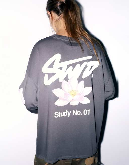 Pull&Bear Stwd t-shirt à motif floral gris, 2 de 7