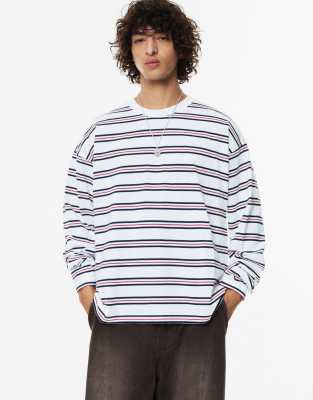 Pull & Bear - STWD - T-shirt à rayures - Blanc
