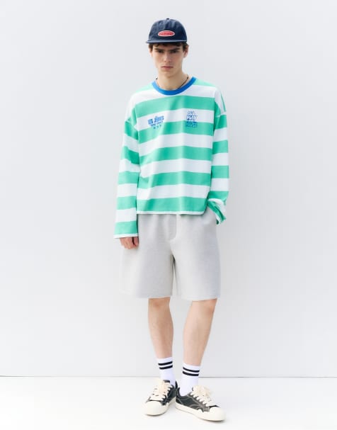 Pull&Bear Stwd t-shirt à rayures vert - view 1