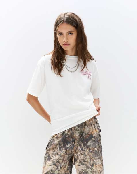 Pull&Bear - Stwd - T-shirt color ghiaccio con fiocco - view 1