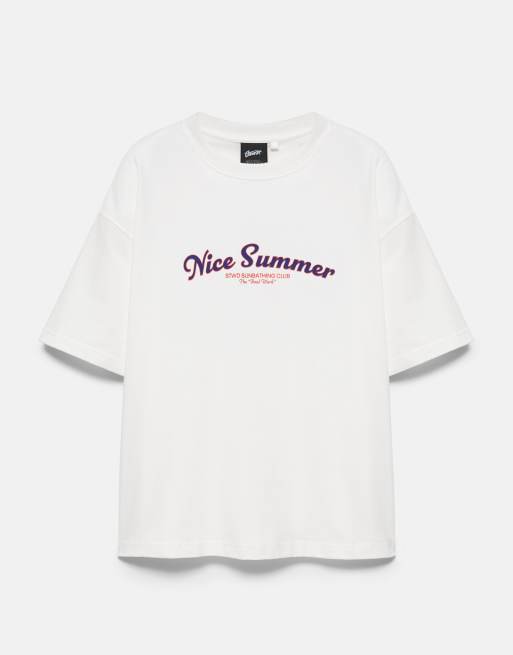 Pull&Bear Stwd t-shirt d'été en blanc cassé, 5 de 7
