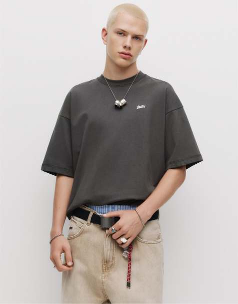 Pull&Bear - STWD - T-shirt grigia squadrata - view 1