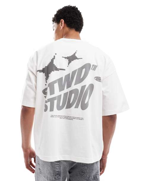 Pull&Bear - STWD - T-shirt imprimé au dos - Blanc - view 1
