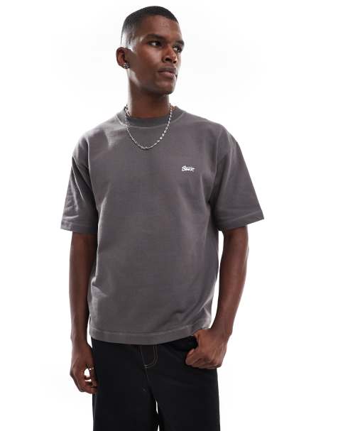 Pull&Bear STWD t-shirt in charcoal - view 1