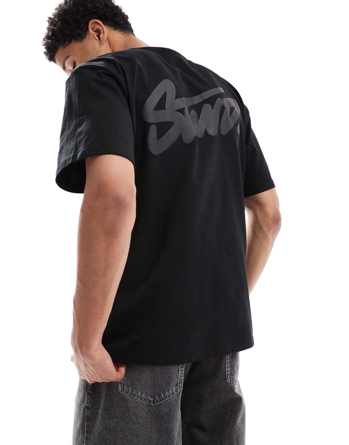 Pull&Bear STWD t-shirt in charcoal
