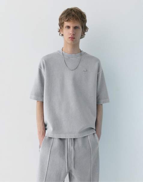 Pull&Bear – STWD – T-Shirt in Grau mit verwaschener Optik - view 1