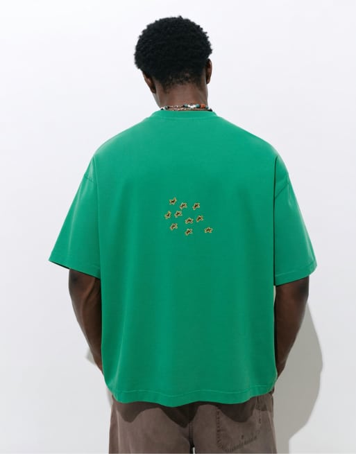 Pull&Bear – STWD – T-Shirt in Grün mit Stern-Print, 2 von 4