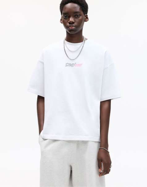 Pull&Bear – STWD – T-Shirt in Weiß mit Studio-Print - view 1