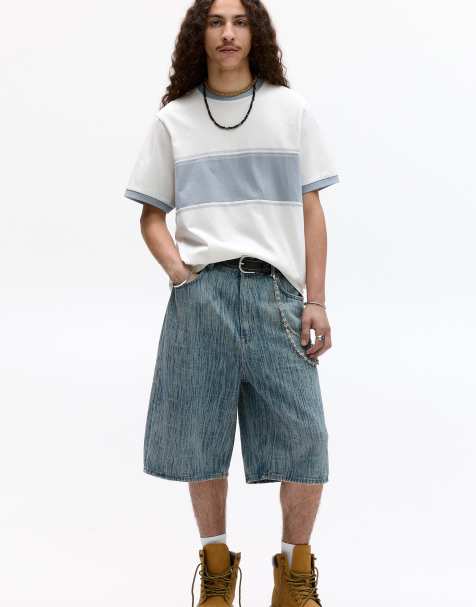 Pull&Bear – STWD – T-Shirt in Wollweiß mit Einsätzen - view 1
