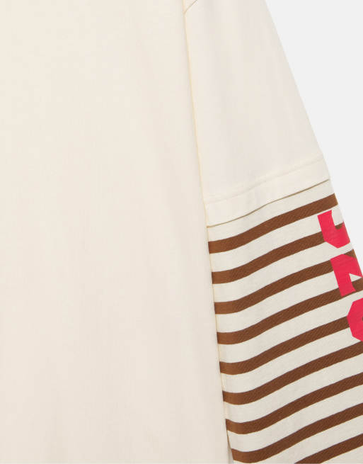 Pull&Bear Stwd T-shirt med dobbelte ærmer i råhvid, 5 af 6