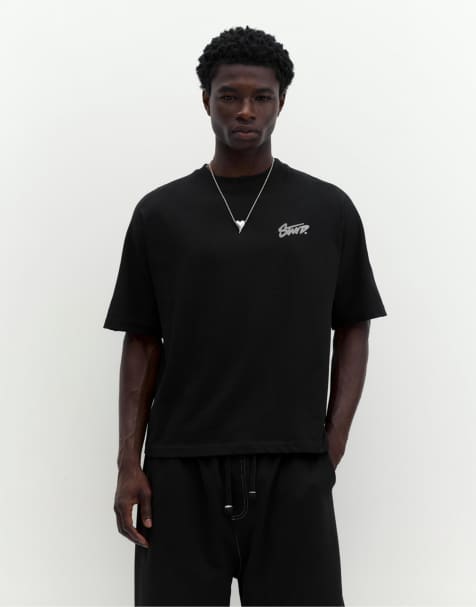 Pull&Bear Stwd T-shirt med graffiti-logo i sort - view 1