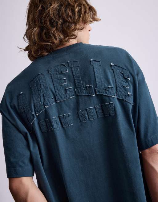 Pull&Bear Stwd T-shirt med patch i blå, 2 af 6