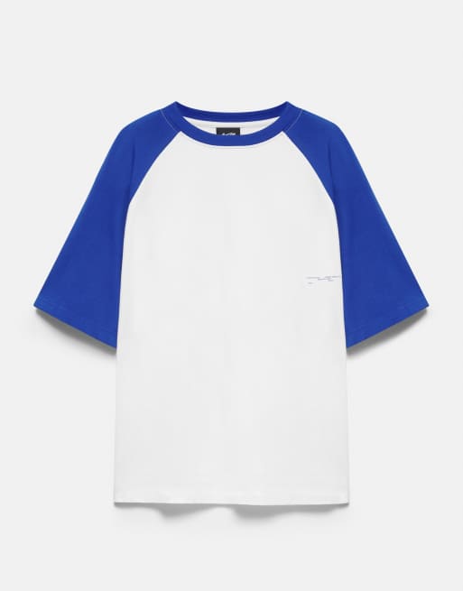 Pull&Bear Stwd T-shirt med raglanærmer i dyb blå, 5 af 7