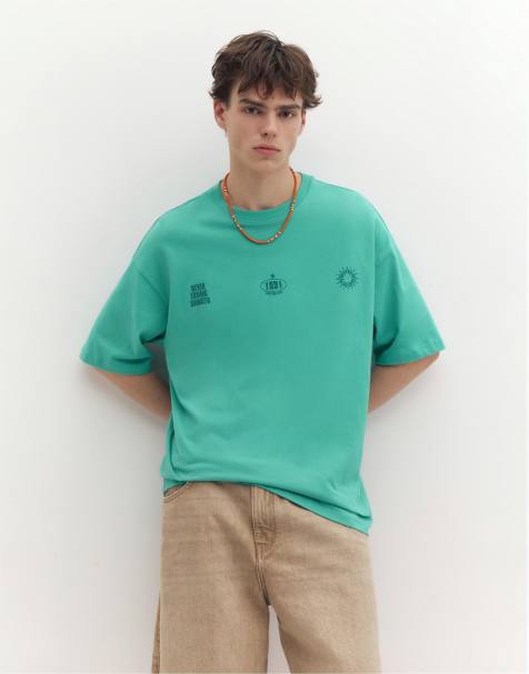 Pull&Bear Stwd T-shirt med solgrafik i turkis - view 1