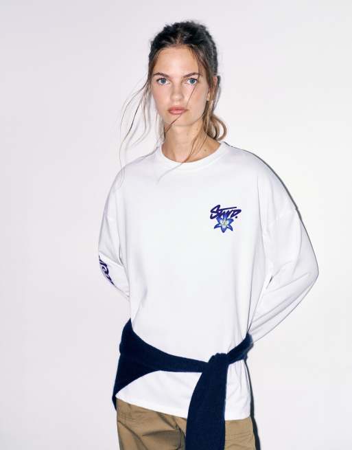 Pull&Bear Stwd T-shirt met bloemenprint in wit, 2 van 7