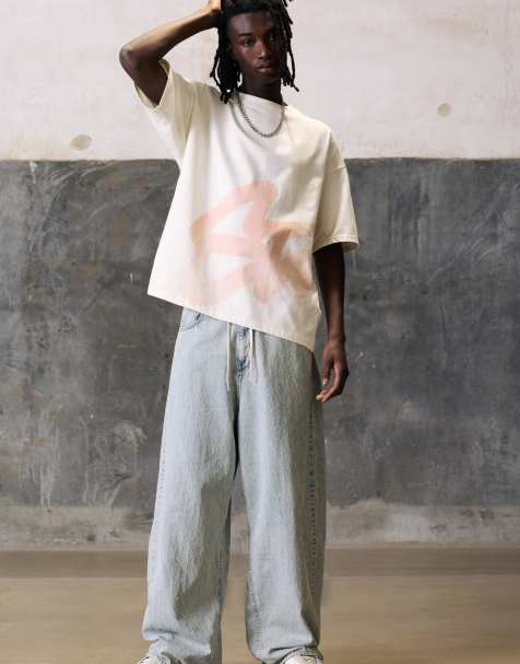 Pull&Bear - STWD - T-shirt met korte mouwen in gebroken wit - view 1