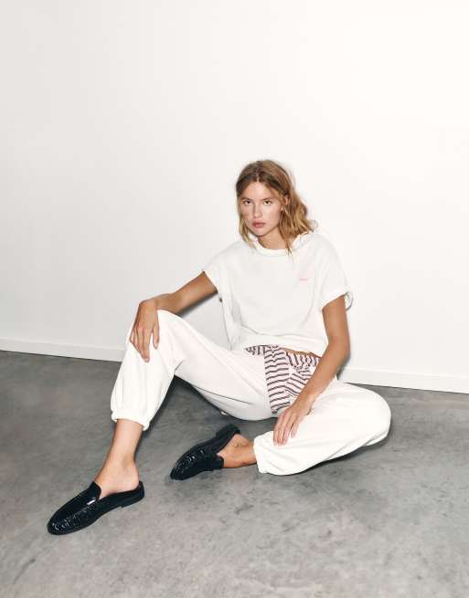 Pull&Bear Stwd T-shirt met lintprint in wit, 4 van 7