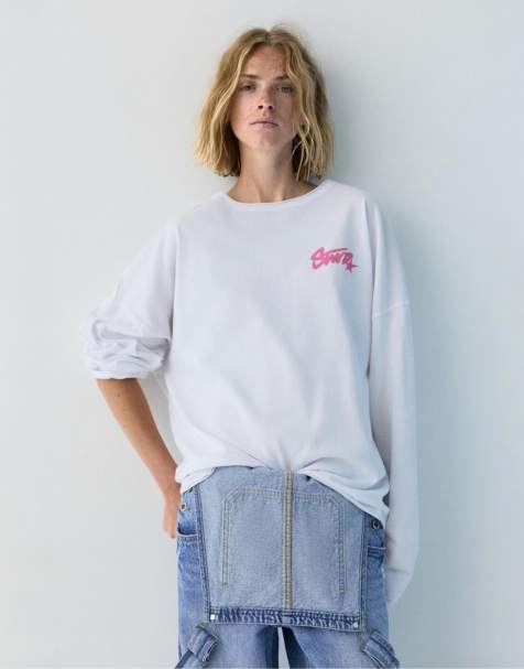 Pull&Bear - Stwd - T-shirt met naden in roze - view 1