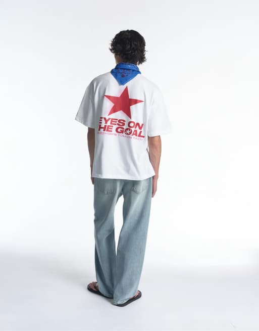 Pull&Bear Stwd T-shirt met rode ster in wit, 2 van 7