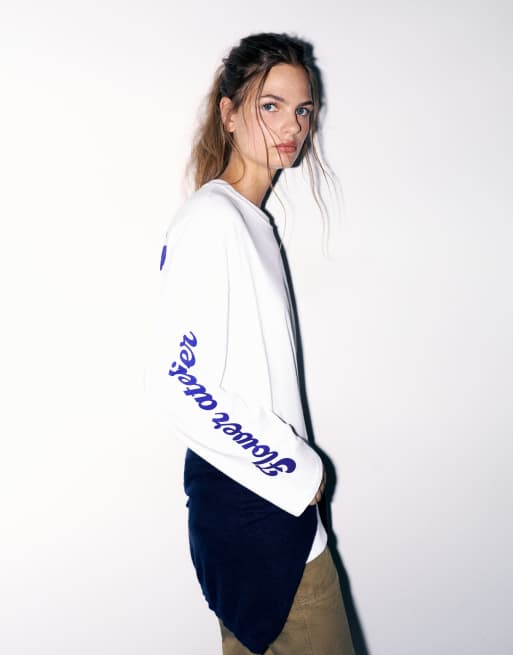 Pull&Bear Stwd T-Shirt mit Blumenmotiv in Weiß, 3 von 7