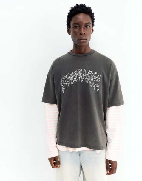 Pull&Bear - STWD - T-shirt - Noir délavé - view 1