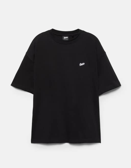 Pull&Bear - STWD - T-shirt oversize coupe carrée à logo - Noir, 6 de 7
