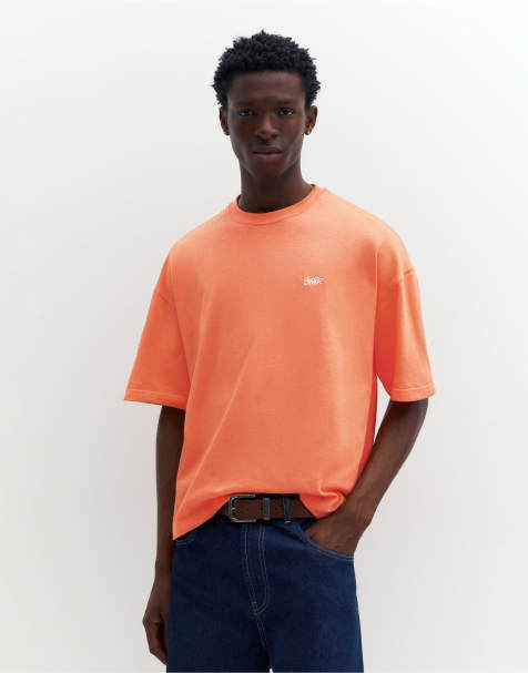 Pull&Bear - STWD - T-shirt oversize coupe carrée à logo - Orange - view 1