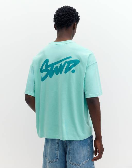 Pull&Bear - STWD - T-shirt oversize coupe carrée à logo - Vert, 2 de 7