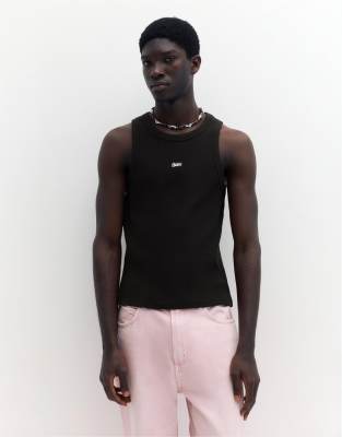 Stwd - Tanktop in Schwarz mit Waffelstruktur Schwarz XS