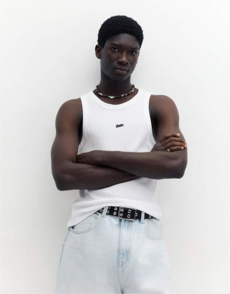 Pull&Bear – Stwd – Tanktop in Weiß mit Waffelstruktur - view 1