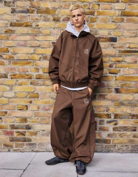Pull&Bear Stwd ternede joggingbukser i brun - view 1