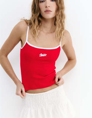 Pull & Bear - STWD - Top à fines bretelles - Rouge
