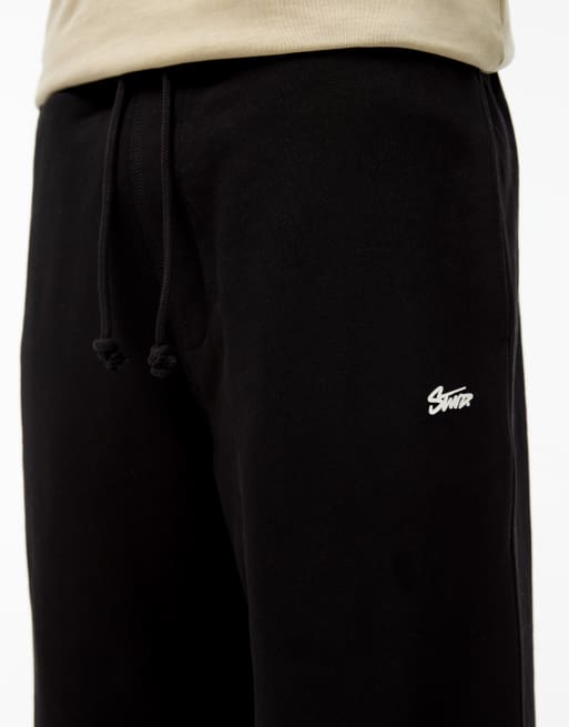 Pull&Bear Stwd tracksuit bottoms in black