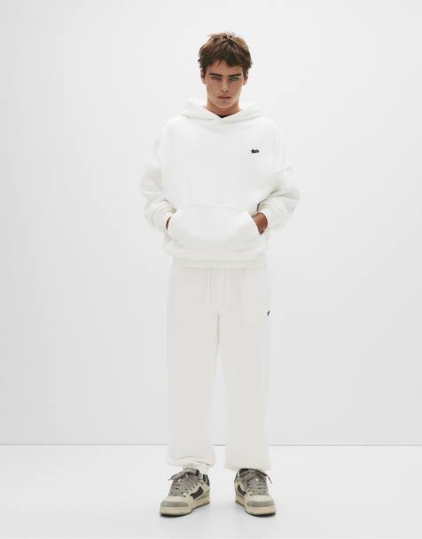 Pull&Bear Stwd tracksuit bottoms in off white - view 1