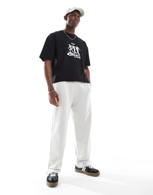 Pull&Bear STWD uncuffed joggers in light grey