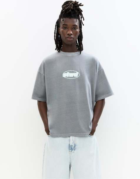 Pull&Bear – Stwd – Verwaschenes T-Shirt in Grau - view 1