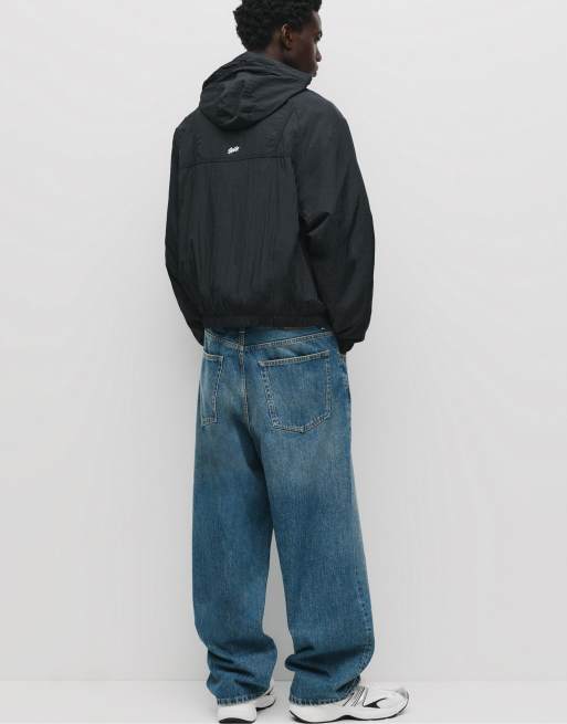 Pull&Bear Stwd Veste imperméable légère Noir ASOS